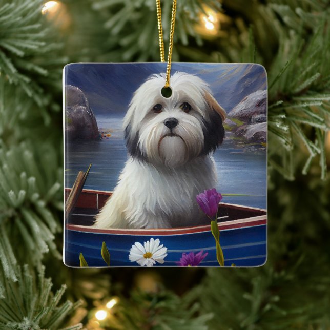 Havanese on a Paddle: A Scenic Adventure Ceramic Ornament (Tree)