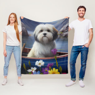 Havanese on a Paddle: A Scenic Adventure Fleece Blanket