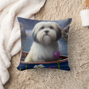 Havanese on a Paddle: A Scenic Adventure Throw Pillow