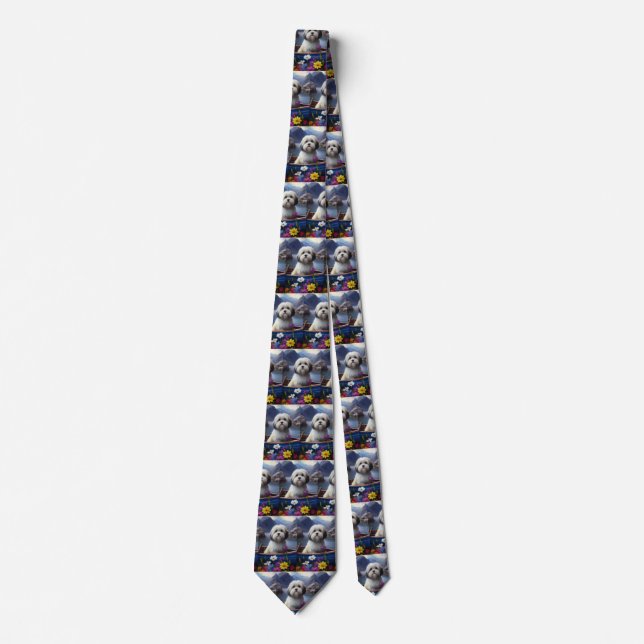 Havanese on a Paddle: A Scenic Adventure Tie (Front)