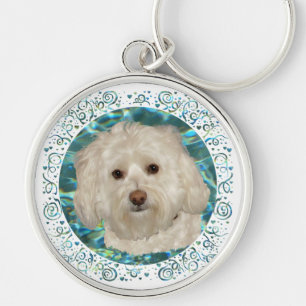 Havanese on Turquoise Water Keychain
