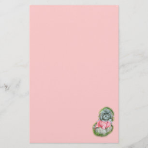 Havanese Pink Coat Art Portrait Stationery