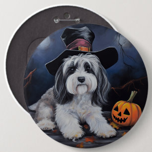 Havanese Pumpkins Halloween Scary 6 Inch Round Button