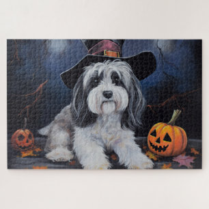 Havanese Pumpkins Halloween Scary Jigsaw Puzzle