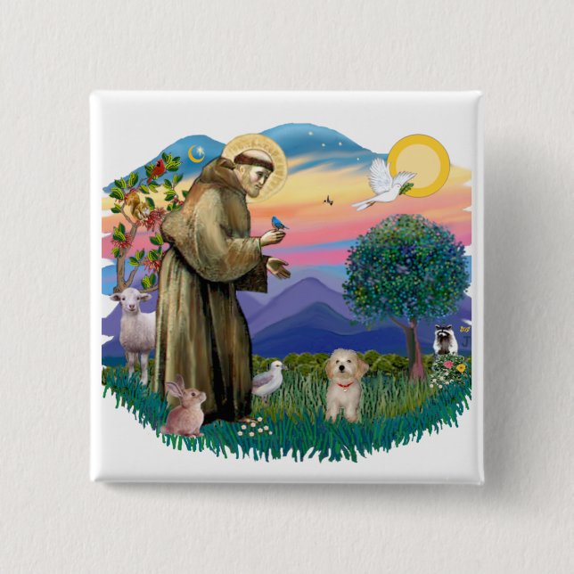 Havanese Pup 2 Inch Square Button (Front)