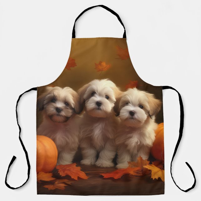 Havanese Puppy Autumn Delight Pumpkin Apron (Front)