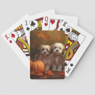 Havanese Puppy Autumn Delight Pumpkin Playing Cards