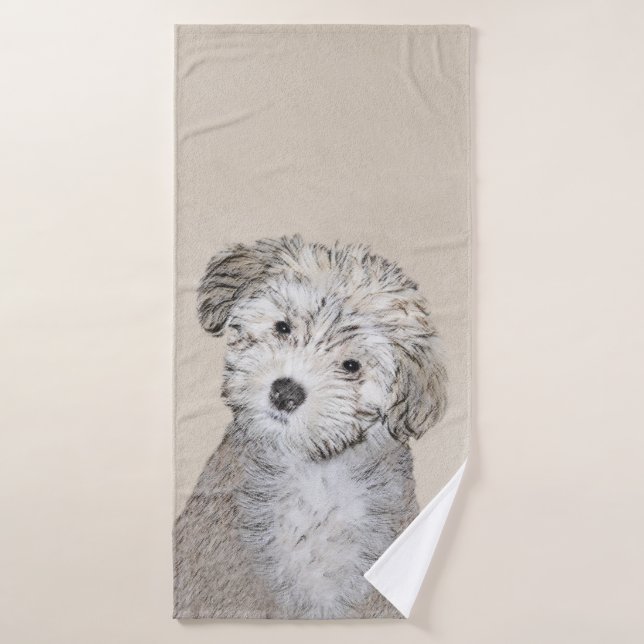 Havanese Puppy Painting - Cute Original Dog Art Bath Towel Set (Bath Towel)