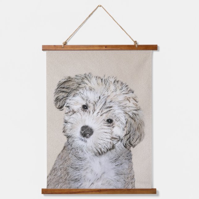 Havanese Puppy Painting - Cute Original Dog Art Hanging Tapestry (Front)