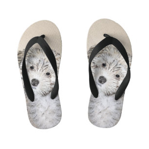 Havanese Puppy Painting - Cute Original Dog Art Kid's Flip Flops