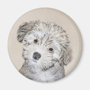 Havanese Puppy Painting - Cute Original Dog Art Magnet