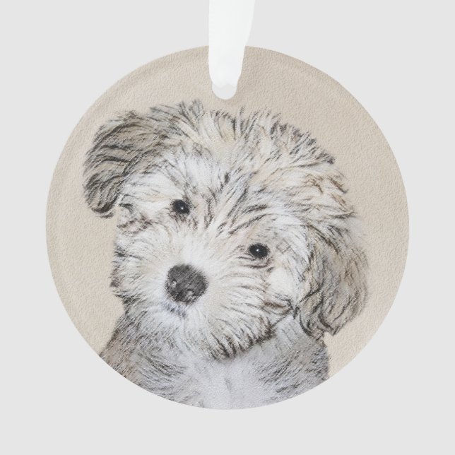 Havanese Puppy Painting - Cute Original Dog Art Ornament (Front)