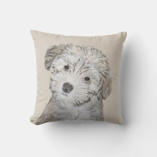 Havanese Puppy Painting - Cute Original Dog Art Outdoor Pillow
