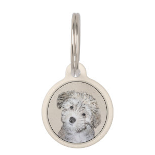 Havanese Puppy Painting - Cute Original Dog Art Pet Tag