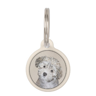 Havanese Puppy Painting - Cute Original Dog Art Pet Tag