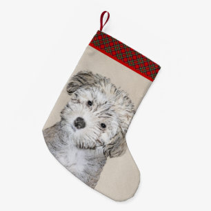 Havanese Puppy Painting - Cute Original Dog Art Small Christmas Stocking
