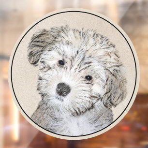 Havanese Puppy Painting - Cute Original Dog Art Window Cling