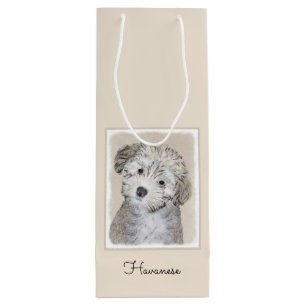 Havanese Puppy Painting - Cute Original Dog Art Wine Gift Bag