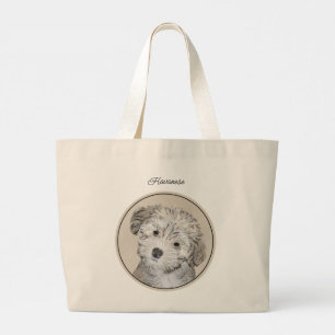 Havanese Puppy Painting Sable Original Pet Dog Art Large Tote Bag
