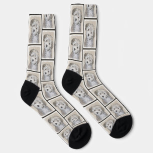Havanese Puppy Painting Sable Original Pet Dog Art Socks