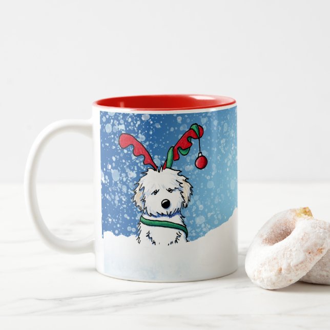 Havanese Reindeer Christmas Mug (With Donut)