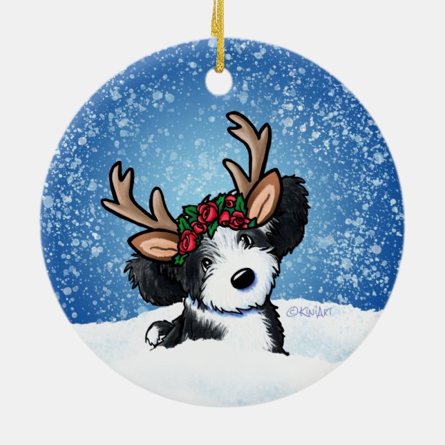 Havanese Reindeer Christmas Ornament (Back)