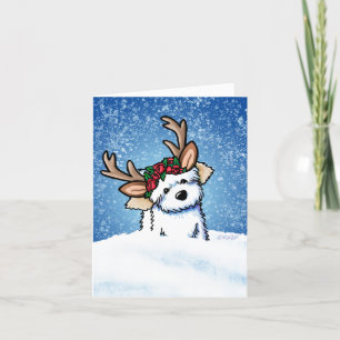 Havanese Reindeer Holiday Card