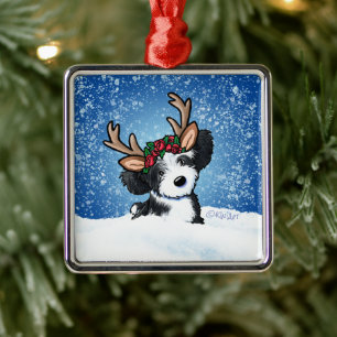 Havanese Reindeer Metal Ornament