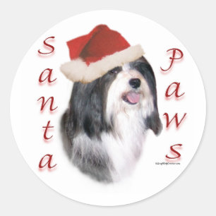 Havanese Santa Paws Classic Round Sticker