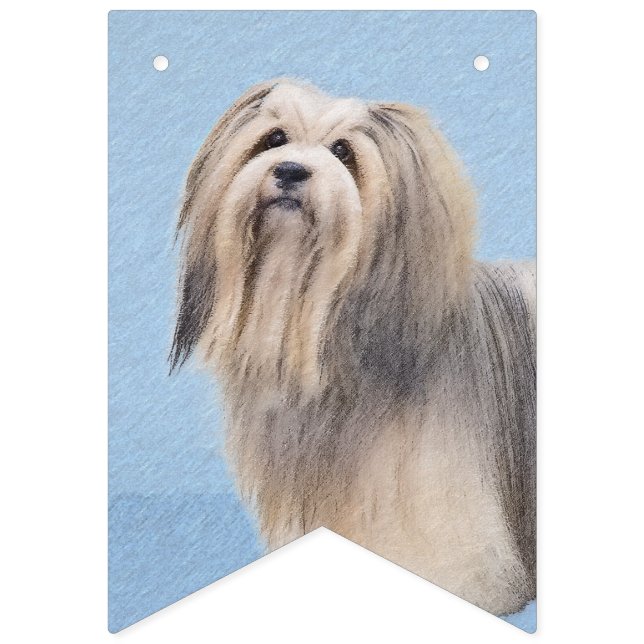 Havanese (Silver) Painting - Cute Original Dog Art Bunting Flags (First Flag)