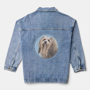 Havanese (Silver) Painting - Cute Original Dog Art Denim Jacket