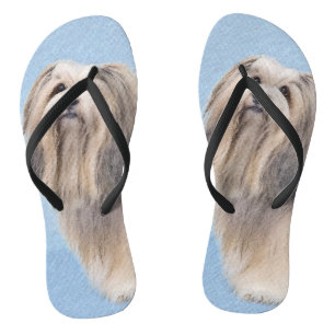 Havanese (Silver) Painting - Cute Original Dog Art Flip Flops