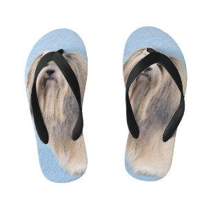 Havanese (Silver) Painting - Cute Original Dog Art Kid's Flip Flops