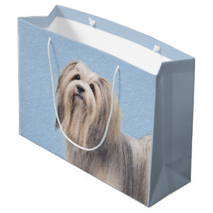 Havanese (Silver) Painting - Cute Original Dog Art Large Gift Bag