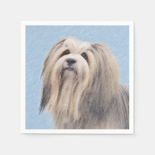 Havanese (Silver) Painting - Cute Original Dog Art Napkin