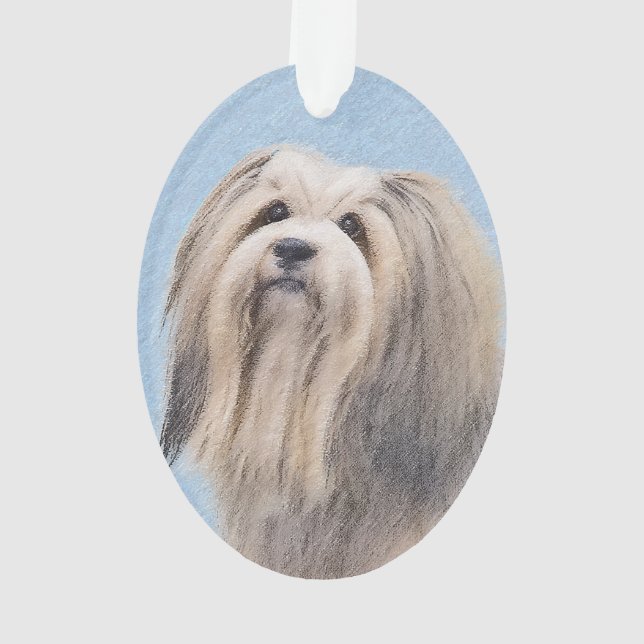 Havanese (Silver) Painting - Cute Original Dog Art Ornament (Back)