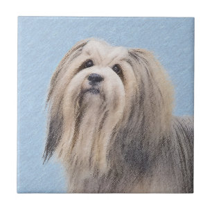 Havanese (Silver) Painting - Cute Original Dog Art Tile