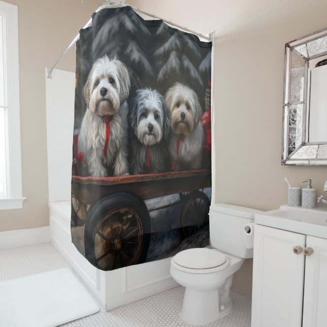 Havanese Snowy Sleigh Christmas Decor  (In Situ)