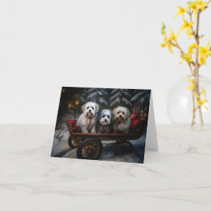 Havanese Snowy Sleigh Christmas Decor  Card