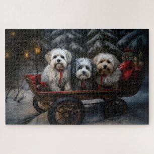Havanese Snowy Sleigh Christmas Decor  Jigsaw Puzzle