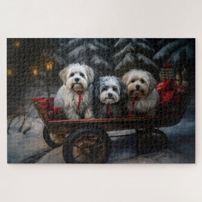 Havanese Snowy Sleigh Christmas Decor  Jigsaw Puzzle (Horizontal)