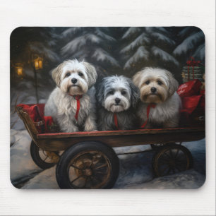 Havanese Snowy Sleigh Christmas Decor Mouse Pad