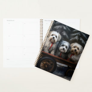Havanese Snowy Sleigh Christmas Decor  Planner