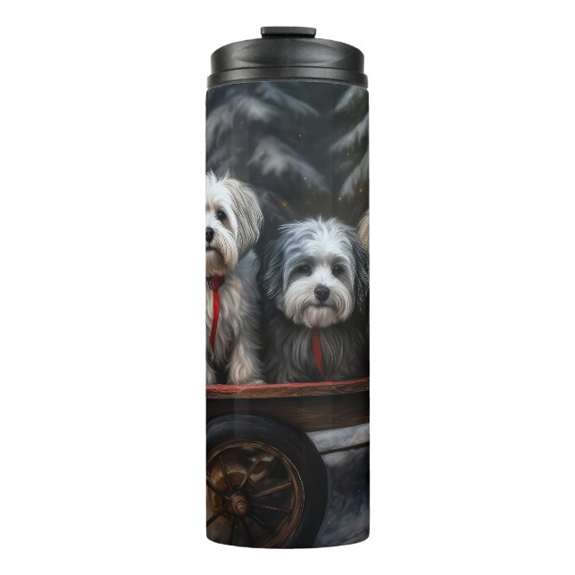 Havanese Snowy Sleigh Christmas Decor  Thermal Tumbler (Front)