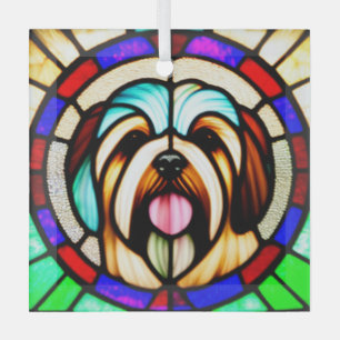 Havanese "Stained Glass"  Glass Ornament