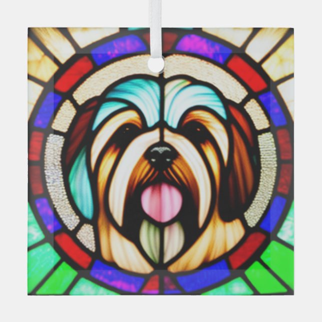 Havanese "Stained Glass"  Glass Ornament (Front)