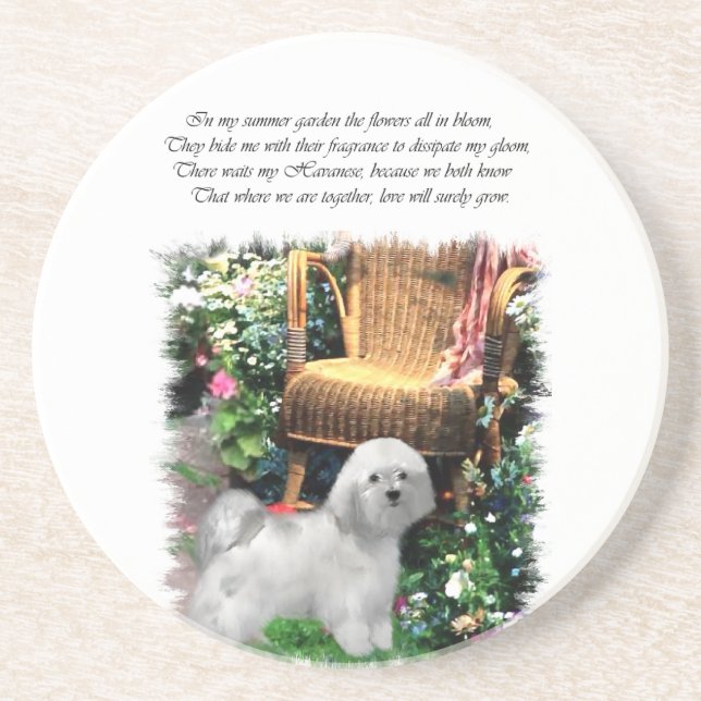 Havanese Summer Garden Coaster (Front)