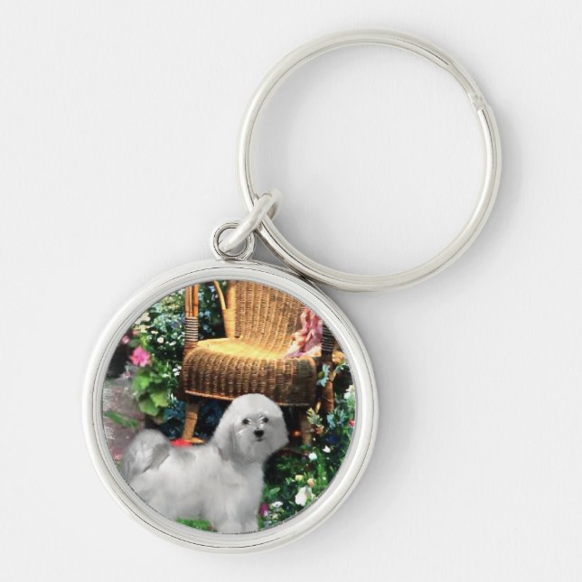 Havanese Summer Garden Keychain (Front)