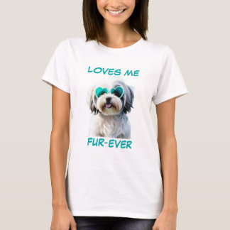 Havanese Teal Mint Heart Heart-Shaped Sunglasses T-Shirt