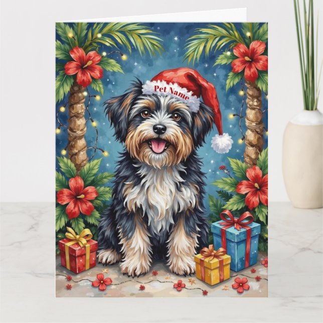 Havanese Tropical Christmas Night Hat Card (Front)